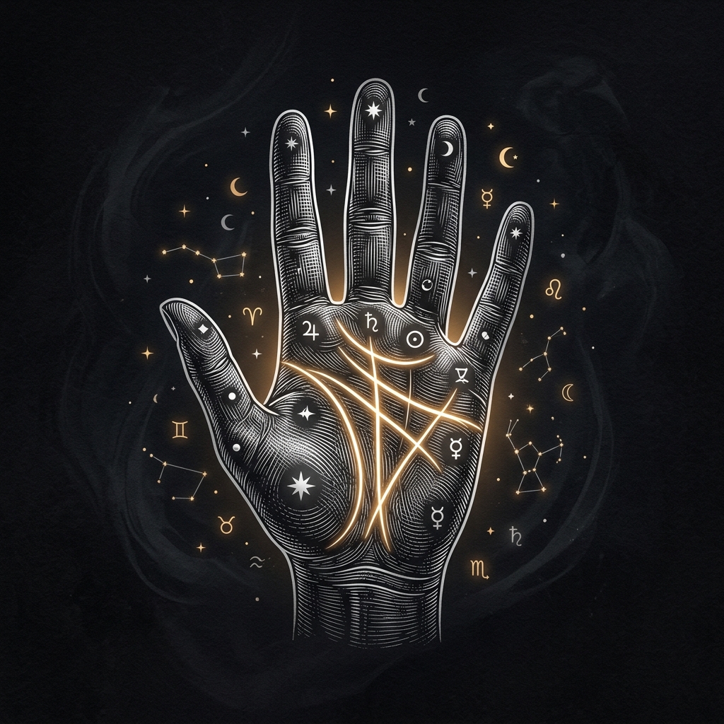Mystical palm reading illustration